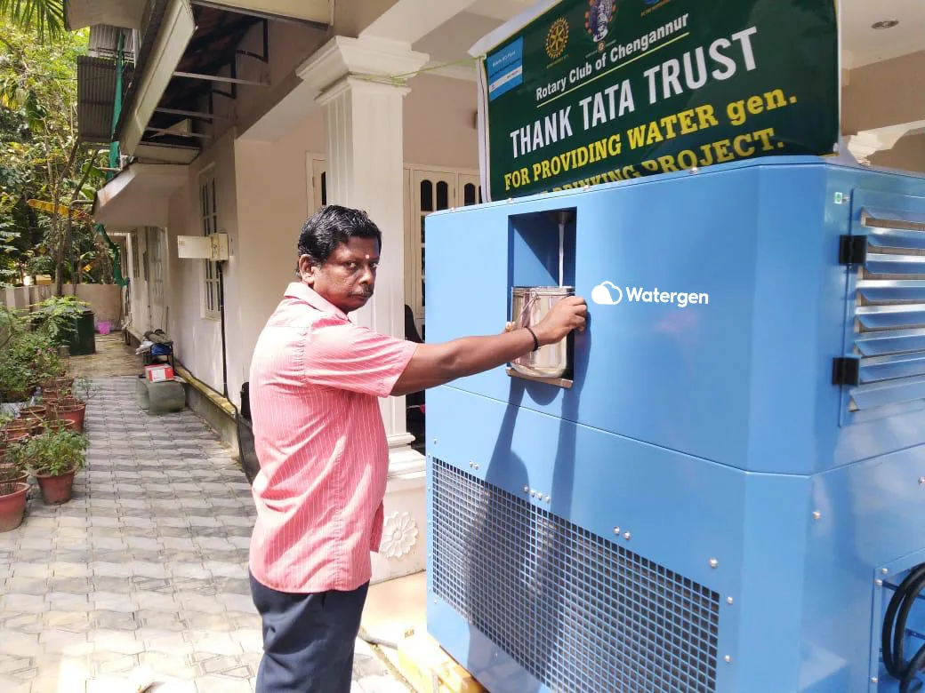 Watergen atmospheric water generator in Kerala, India — field photo 1