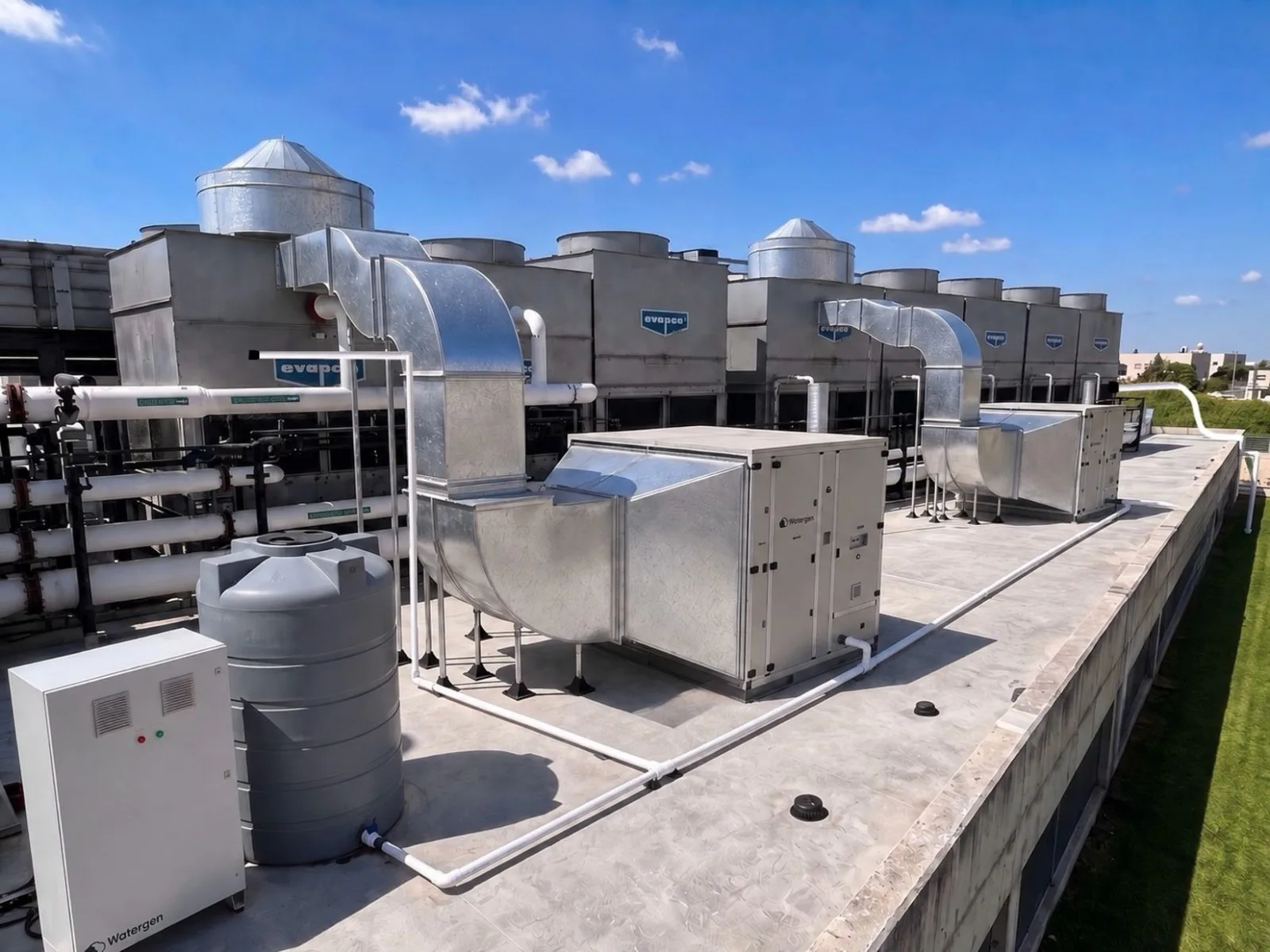 Watergen units installed among evaporative cooling towers