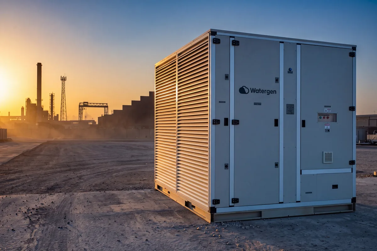Watergen GEN-L at an industrial site at sunrise