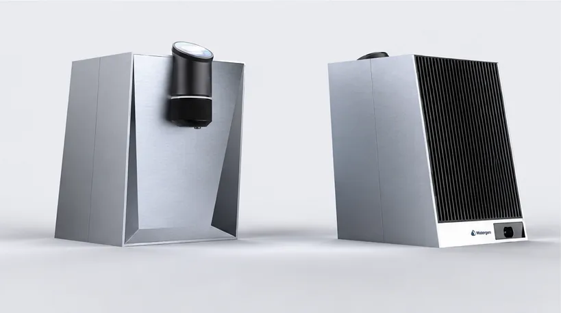 Watergen Countertop — front view and side view with the cooling fins