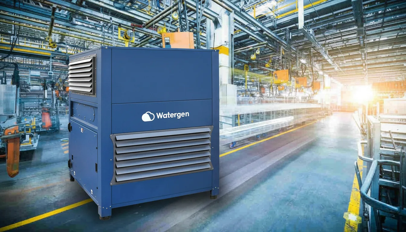 Watergen GEN-M Pro generating water inside an industrial facility