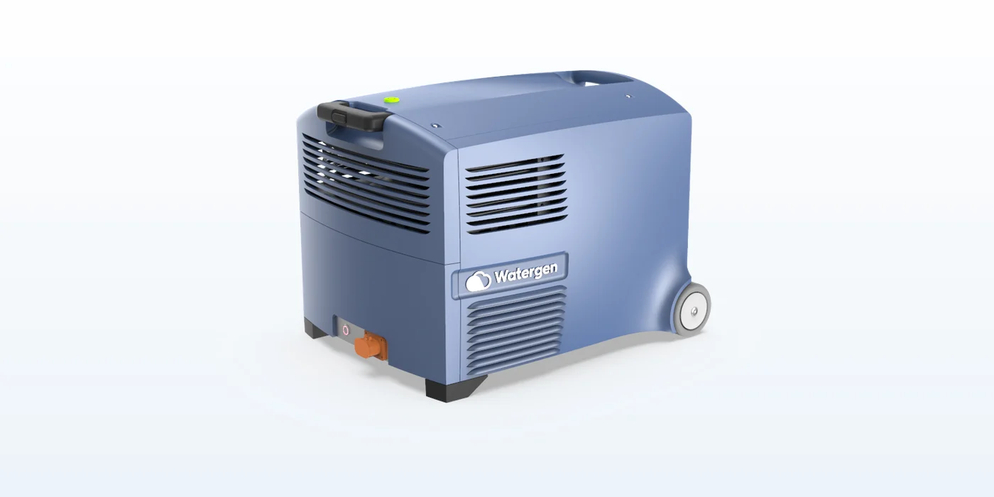 Watergen Mobile Box portable water-from-air unit, three-quarter view